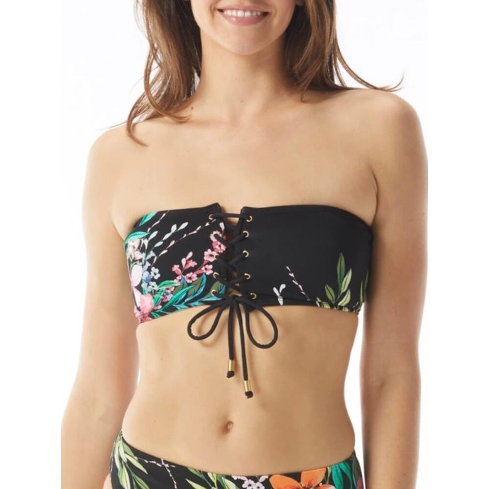 Vince Camuto Pacific Grove Front to Back Bandeau Bikini Top in Black M NWT